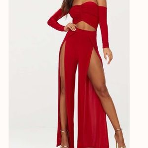 Red silky jumpsuit brand new